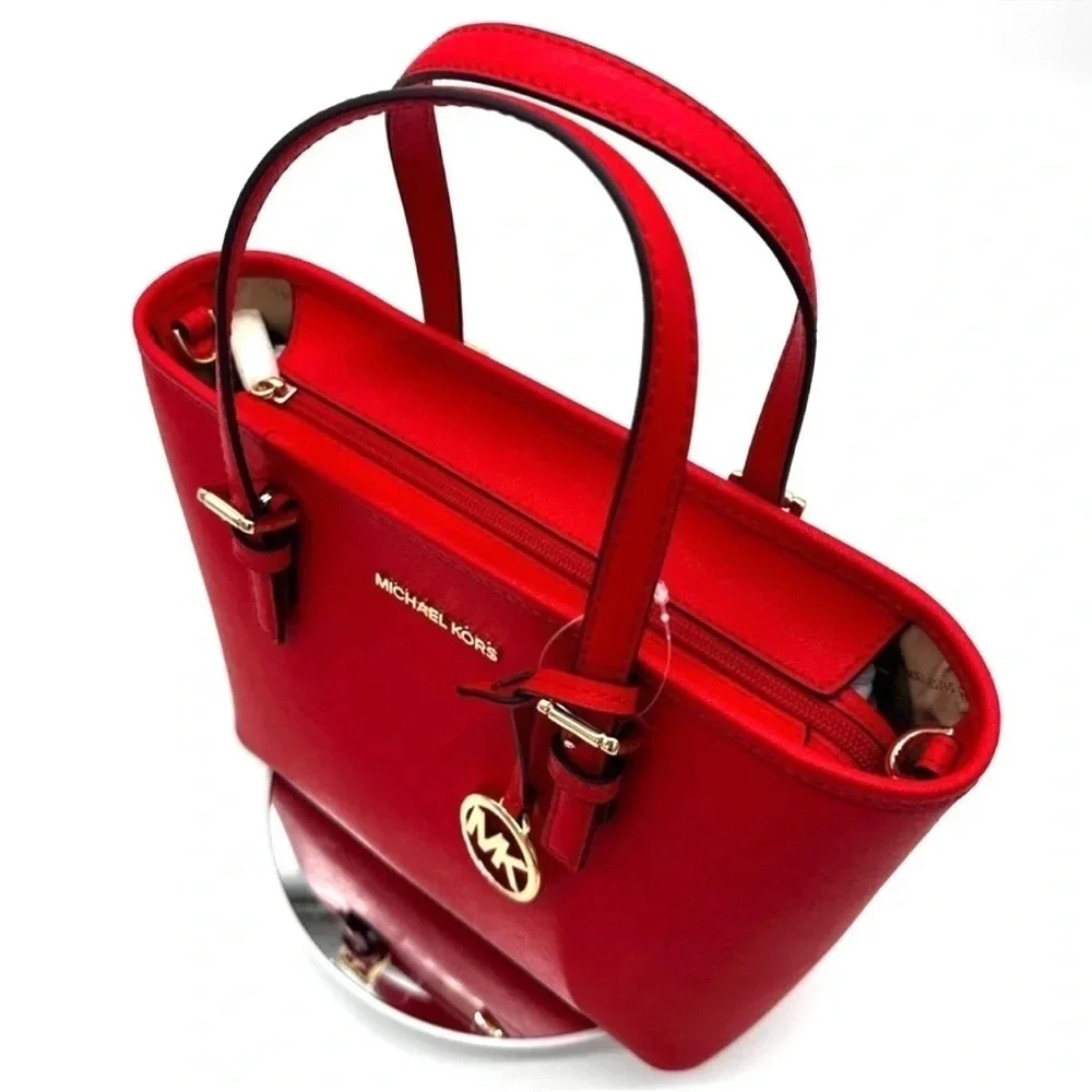 Michael Kors Jet Set Travel Extra-Small Top Zip Tote Bag Red